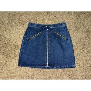 RAG & BONE Racer Denim Mini Skirt Zip Preppy Academia Grunge Gothic Party Sz 27